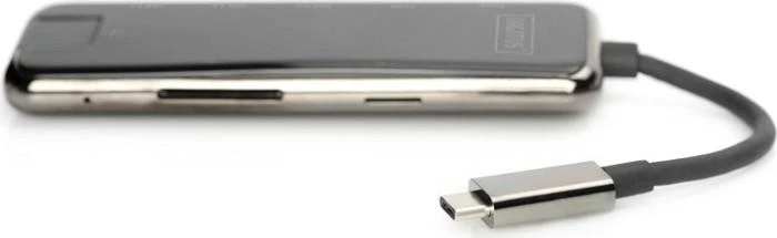 Assmann Electronic DIGITUS DA-70888 12-port USB-C Dock pilka HDMI VGA 2xUSB-C 4xUSB-A RJ45 1x3.5mm SD/MicroSD