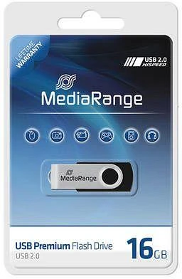STICK 16GB MEDIARANGE MR910 Juodas - Sidabrinė
