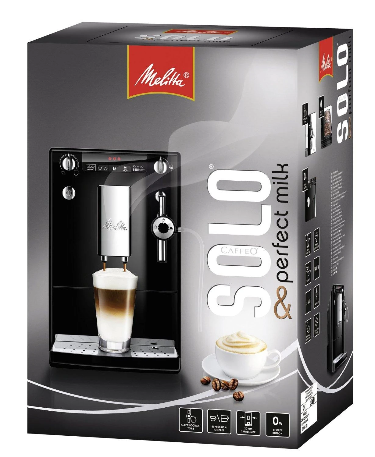 Kavos aparatas Melitta E957-101 Slėgis 15 bar, Su pieno plakikliu, Automatinis, 1400 W, Juodas
