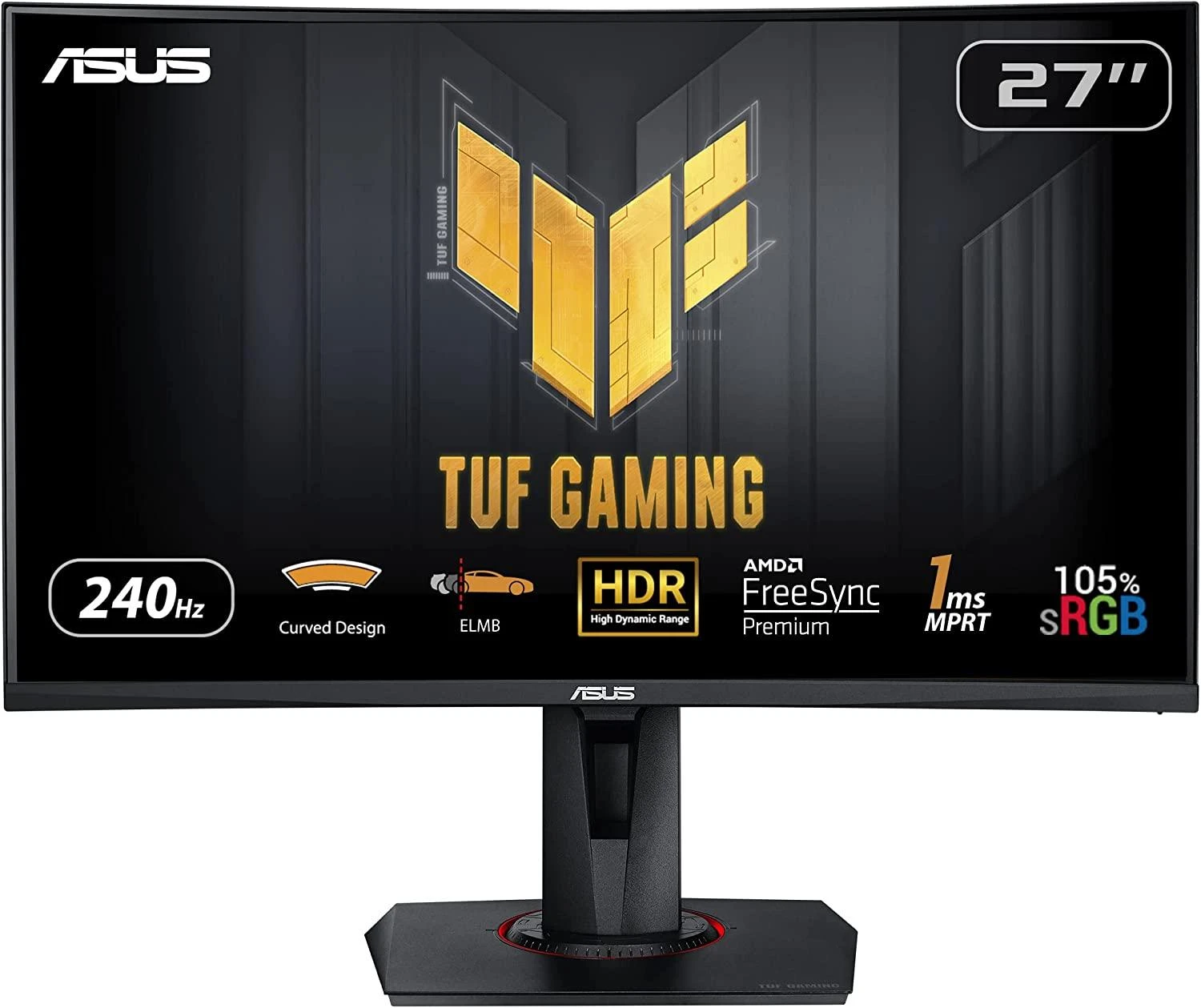 Monitorius TUF Gaming VG27VQM Curved Gaming Monitor – 27 inch/Full HD(1920x1080)/240Hz/Extreme Low Motion Blur™/ Adaptive-sync/ Freesync™ Premium/ 1ms (MPRT)