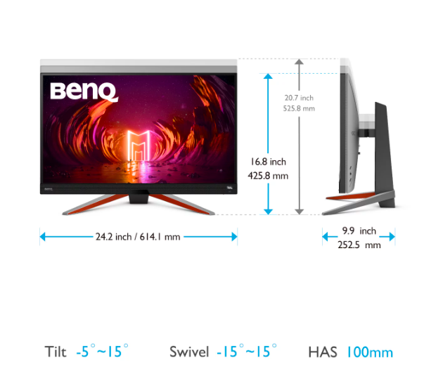 Žaidimų monitorius BenQ EX2710Q | 27" MOBIUZ 165 Hz, QHD raiškos, 1 ms žaidimų monitorius su IPS technologija