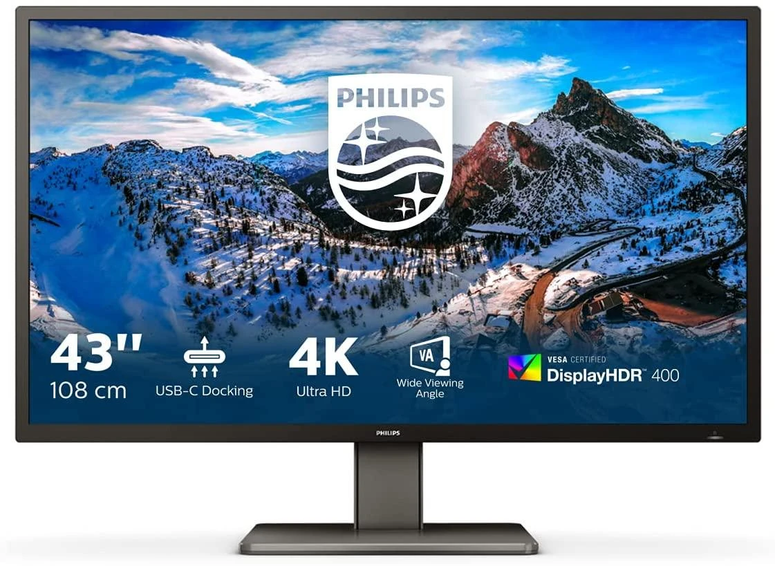 Monitorius Mmd monitoriai Ekranai PHILIPS 439P1/00 42.51 colio 16:9 VA 3840x2160 60Hz 400cd/m2 HDMIx3 DP 1xUSB-C/3xUSB 3.2