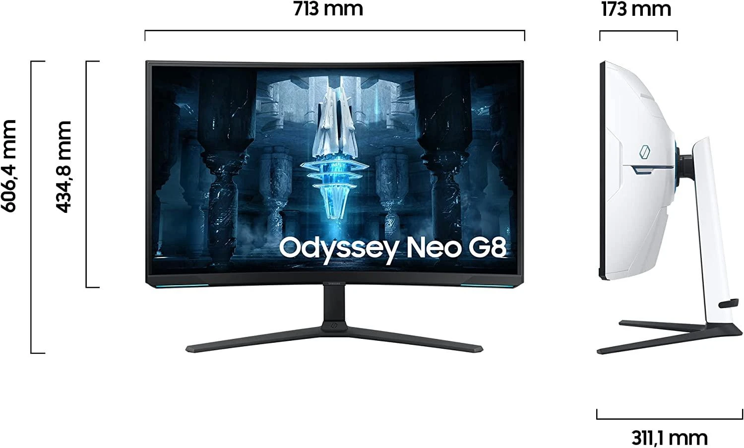 Samsung | Monitorius | G850 UHD | 32 " | VA | 16:9 | 240 Hz | 1 ms | 3840 x 2160 pikselių | 350 cd/m² | Baltas