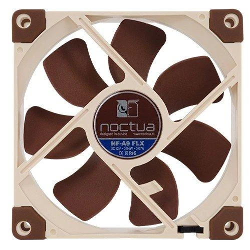 Noctua NF-A9 FLX computer cooling system Kompiuterio dėklas Fan 9.2 cm rusvai gelsvas, Brown