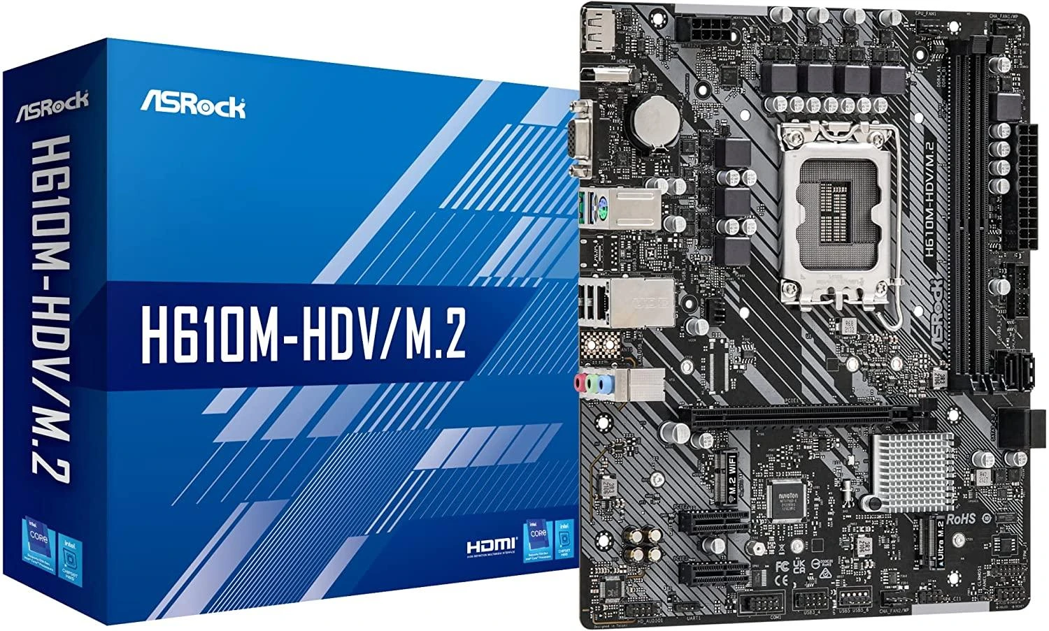 Pagrindinė plokštė ASROCK H610M-HDV/M.2 LGA1700 2x DDR4 DIMM HDMI DP 1xPCIe 4.0 x16 2xPCIe 3.0 x1