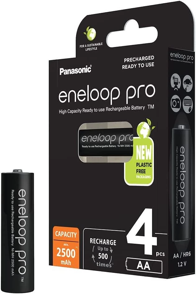 Panasonic Eneloop Pro AA 2500mAh baterijos su pakuote