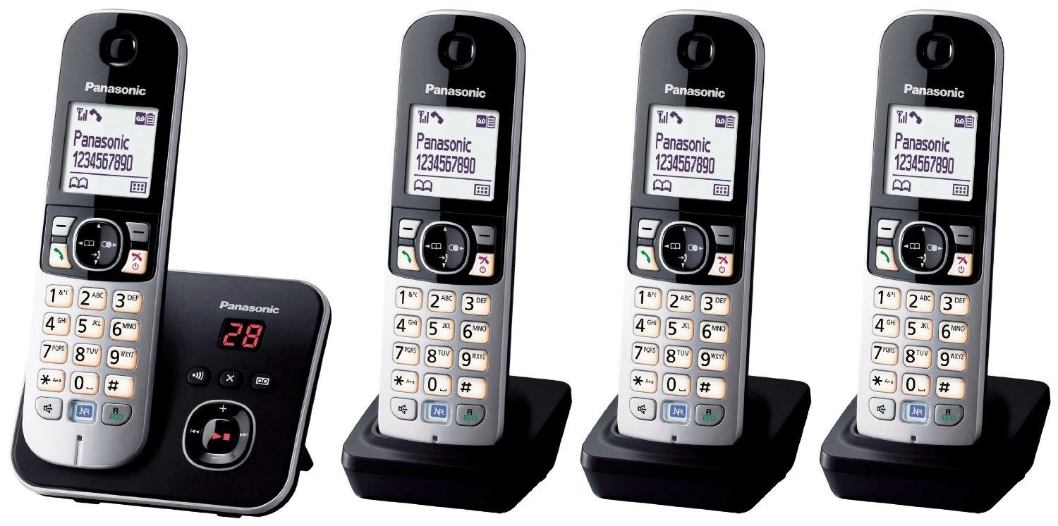 „Panasonic“ belaidis telefonas KX-TG6824GB Quattro – juodas