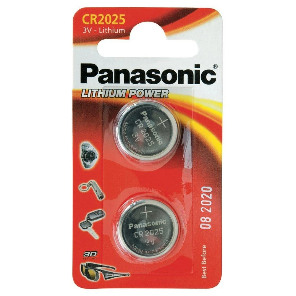 Panasonic CR2025 baterijos, 2 vnt pakuotė