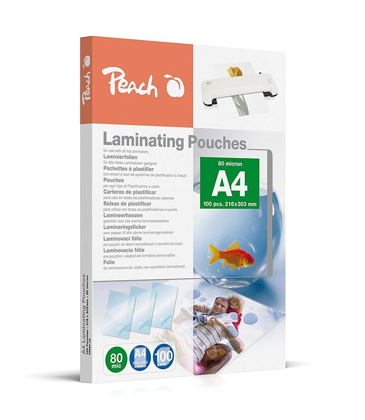 Peach Laminierfolie A4 80mic PP580-02, Folien - glossy, 100 Stck