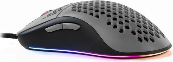 Itin lengva Žaidimų Pelė Arozzi Favo, su RGB pašvietimu, Pixart 3389 sensorius, Omron 20M switches, Pilka-juoda