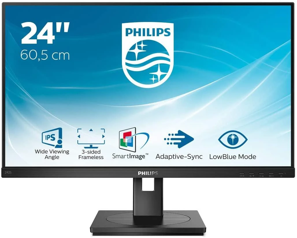 Monitorius Philips S Line 242S1AE/00 LED ekranas 60,5 cm (23.8") 1920 x 1080 pikseliai „Full HD“ Juoda