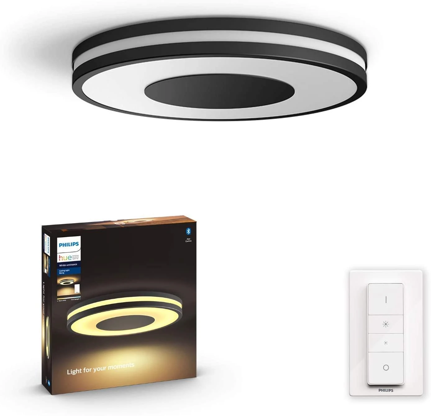 Lubinis šviestuvas Philips Hue Be baltos atmosferos išmanusis lubų šviestuvas, juodas