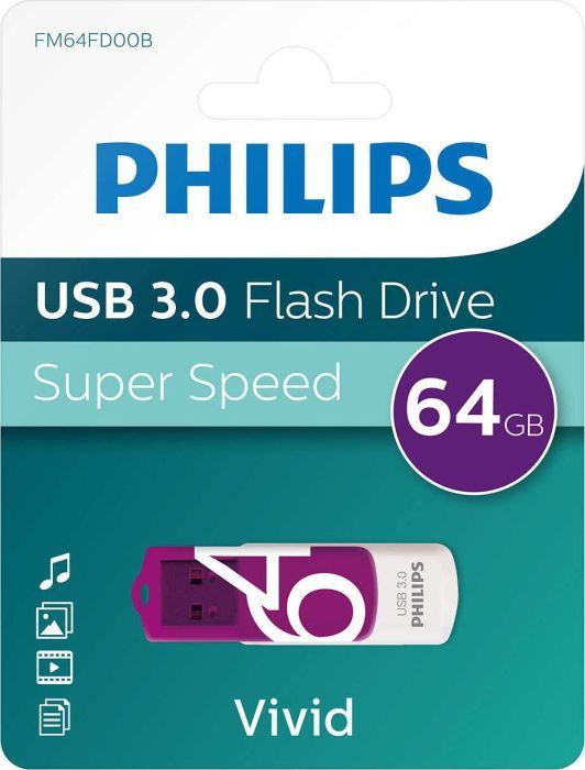 ATMINTINĖ Philips USB 3.0 64GB Vivid Edition Magic Violetinė