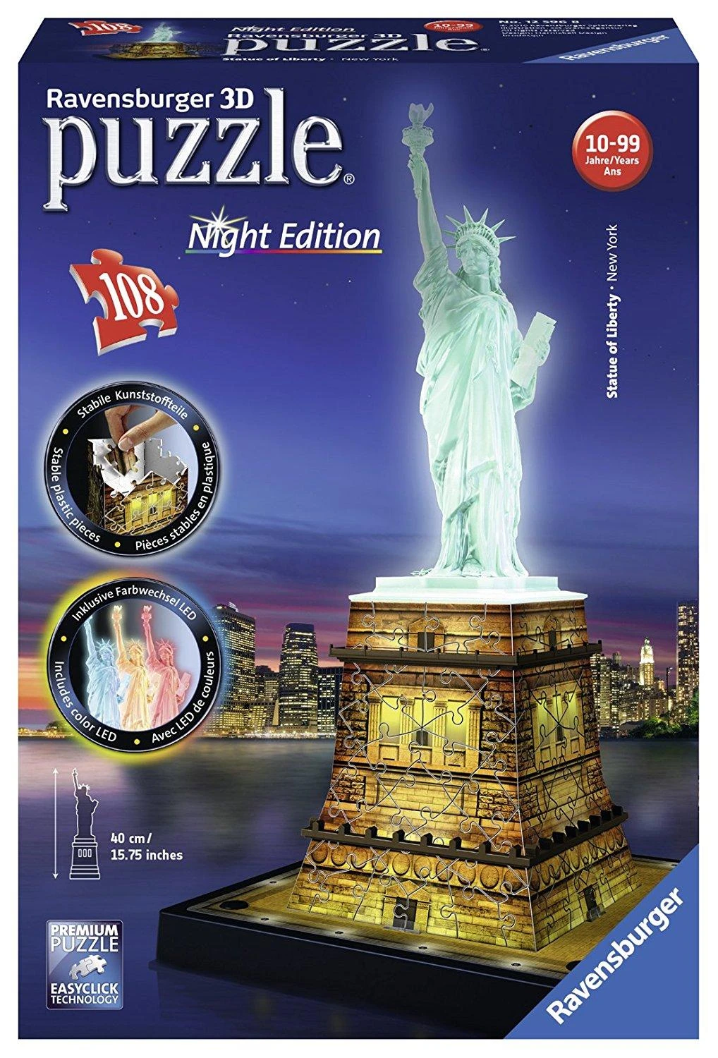 3D galvosūkis Laisvės statula su šviesomis - RAVENSBURGER dėlionė