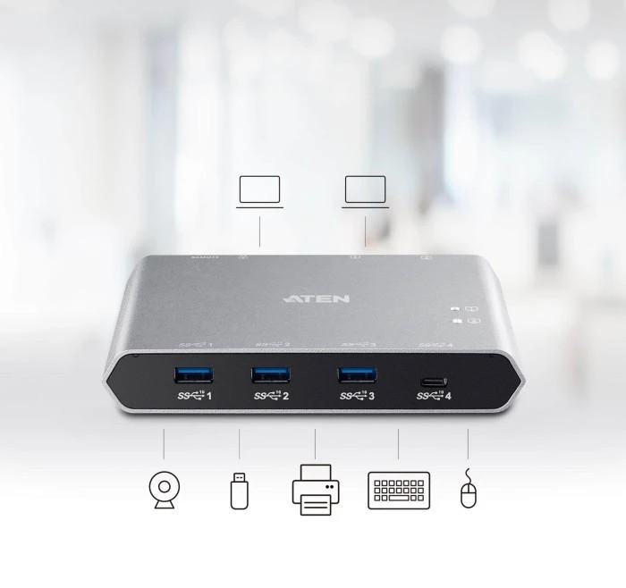 Aten ATEN 2 prievadų USB-C Gen 2 bendrinimo jungiklis – US3342