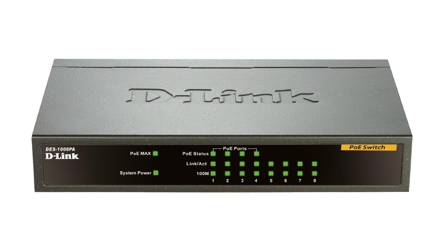Šakotuvas D-LINK 8 prievadų Layer2 PoE greitasis eterneto jungiklis