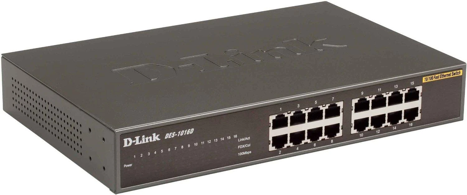 Šakotuvas D-Link DLINK 16xRJ45 10/100 nevaldomas 16 prievadų jungiklis 2 MB 100 MB, galima integruoti