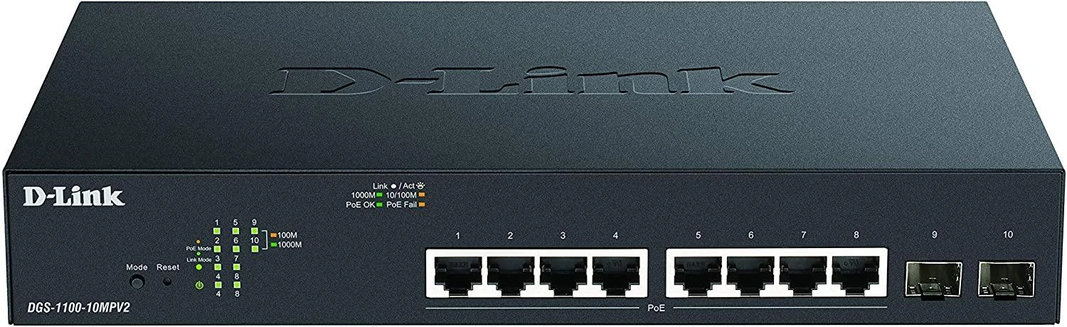 Šakotuvas D-LINK 10 prievadų PoE+ Gigabit Smart Switch