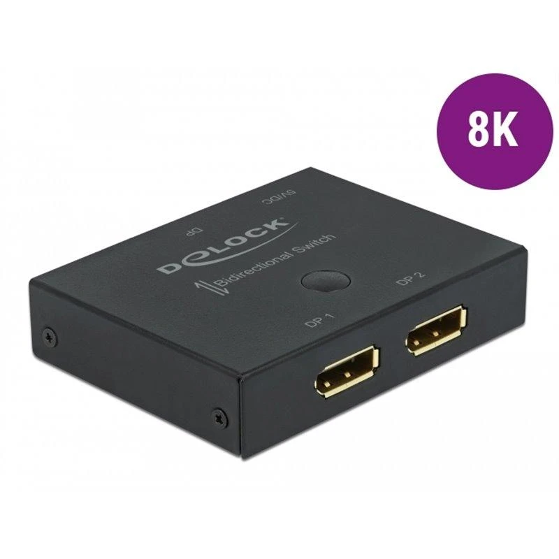 Šakotuvas Delock DisplayPort 2 – 1 dvikryptis jungiklis 8K 30 Hz