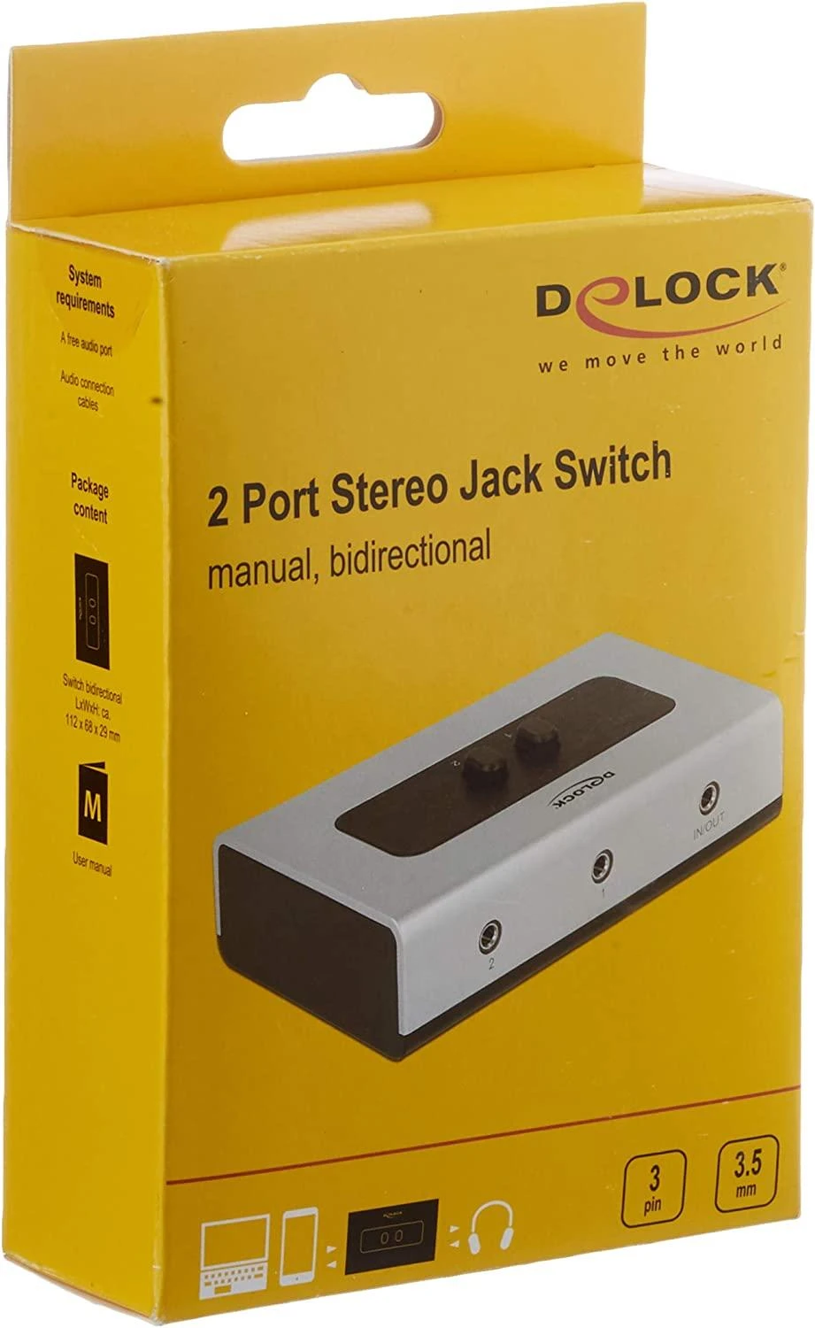 Delock Switch 2 prievadų 3,5 mm rankinis dvikryptis lizdas