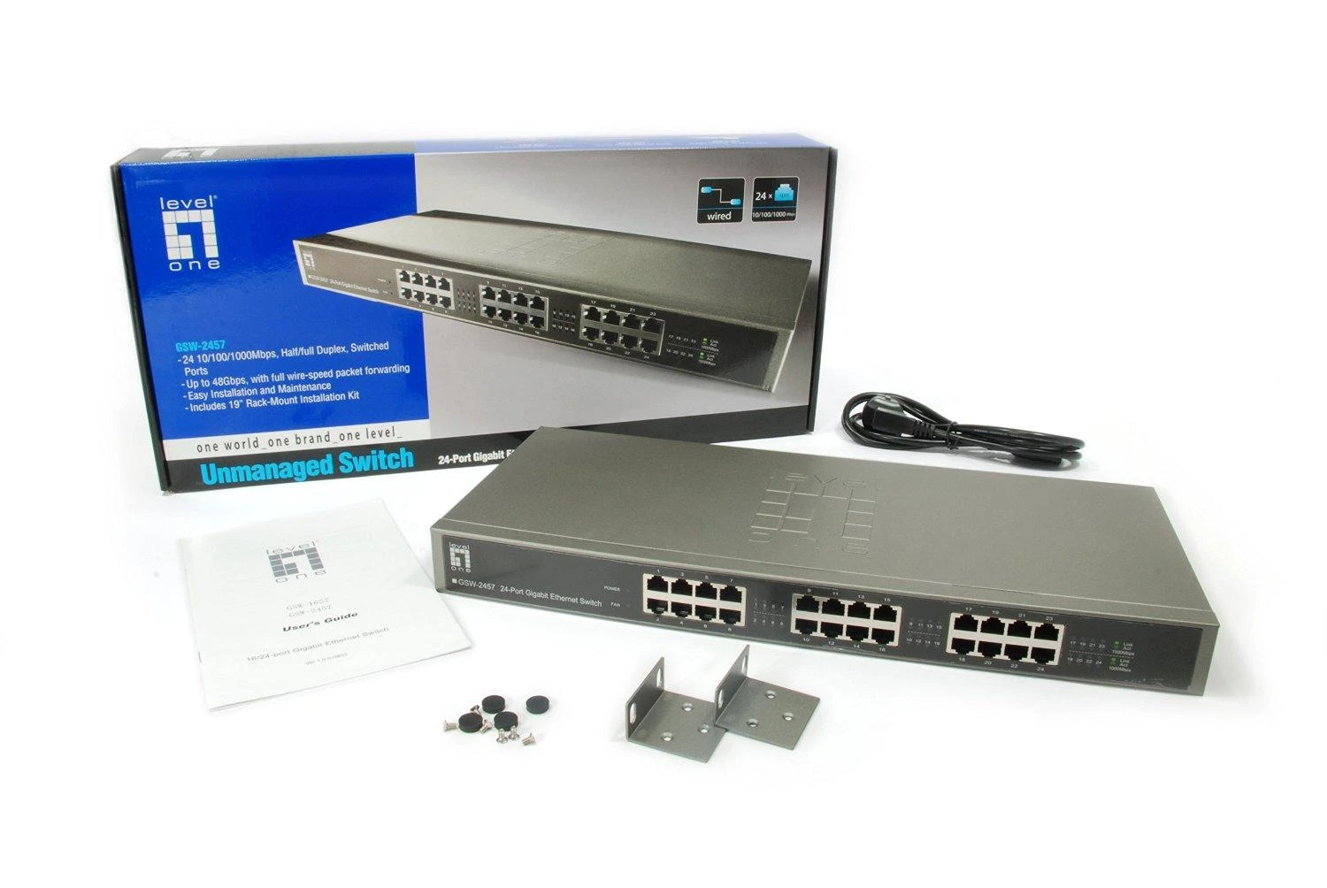 Šakotuvas Level One Lenovo LevelOne GSW-2457 tinklo komutatorius Ne-valdomas Gigabit Ethernet (10/100/1000) Juoda