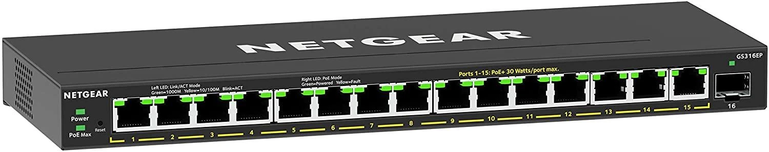 Šakotuvas NETGEAR 16PT GE Plus jungiklis su POE+