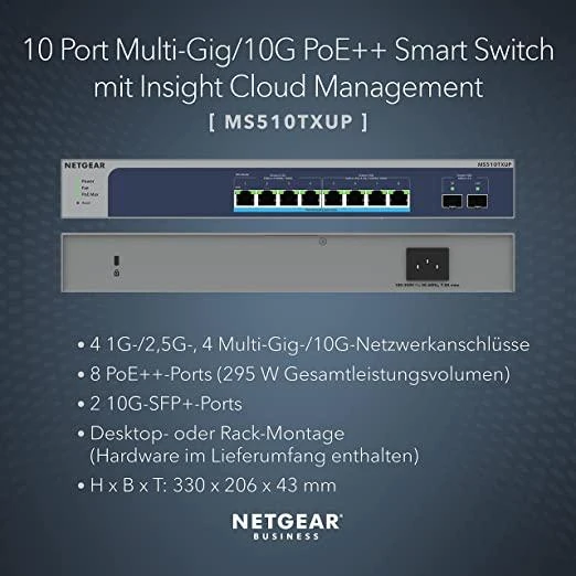 Šakotuvas „Netgear“ jungiklis MS510TXUP (MS510TXUP-100EUS) (MS510TXUP100EUS)
