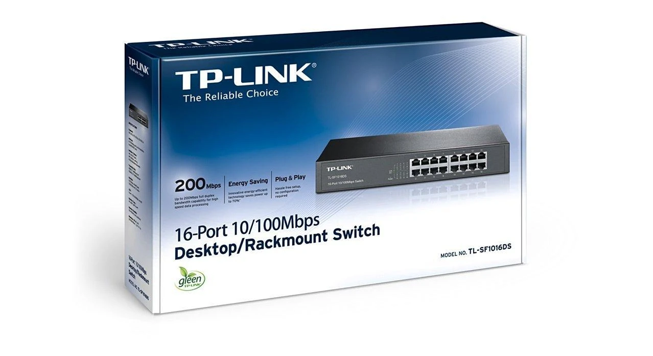 Šakotuvas TP-LINK 16port 10/100M Switch Plieninis dėklas