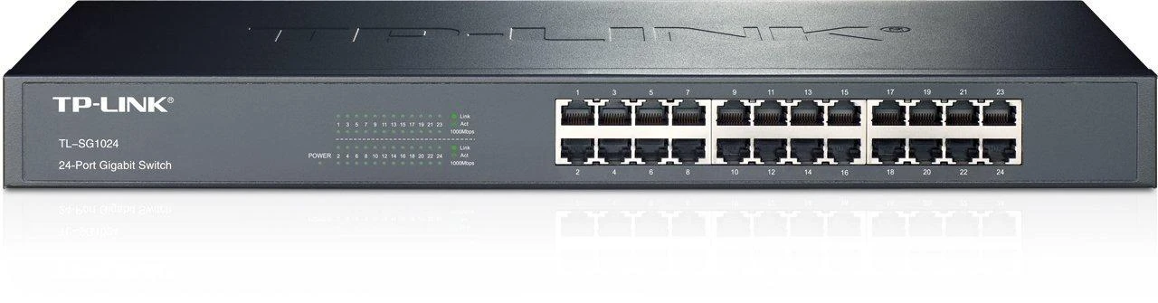 Šakotuvas TP-LINK 24 prievadų gigabito komutatorius, montuojamas į 19 colių stelažą