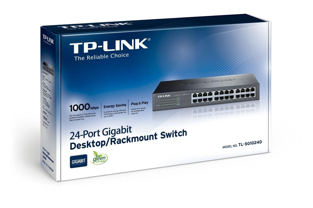 Šakotuvas TP-LINK 24 prievadų gigabito ECO komutatorius, 19 colių