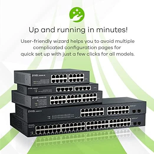 Šakotuvas ZYXEL GS1900-24 V2, 24-PORT GBE L2 SMART SWITCH, RACKMOUNT, FANLESS (5Y WARRANTY)