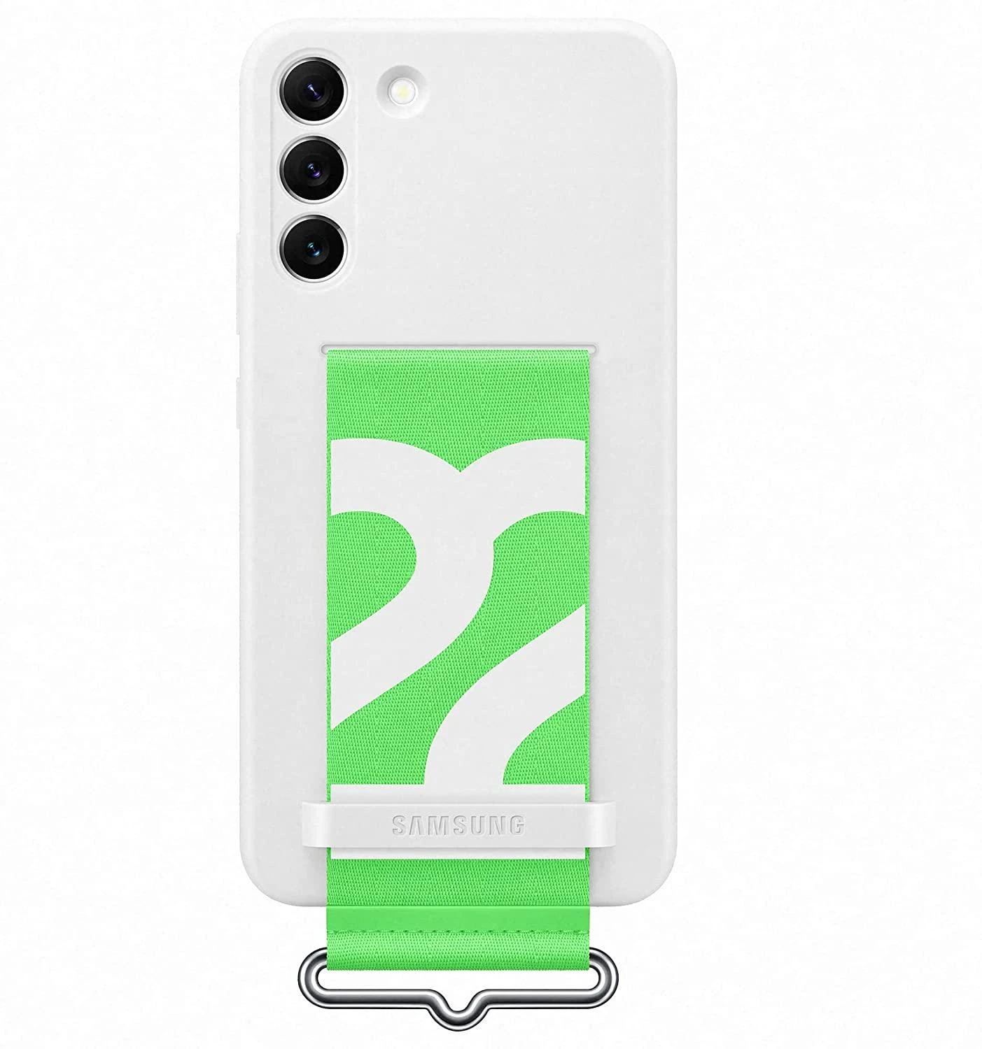 Dėklas GS906TWE silikoninis dangtelis su dirželiu, skirtas Samsung Galaxy S22 Plus Baltas (Baltas)