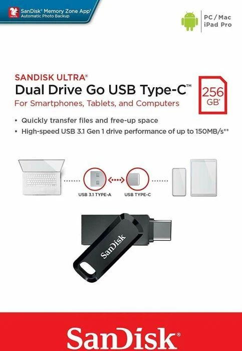 USB laikmena Sandisk Ultra Dual Drive Go 256GB
