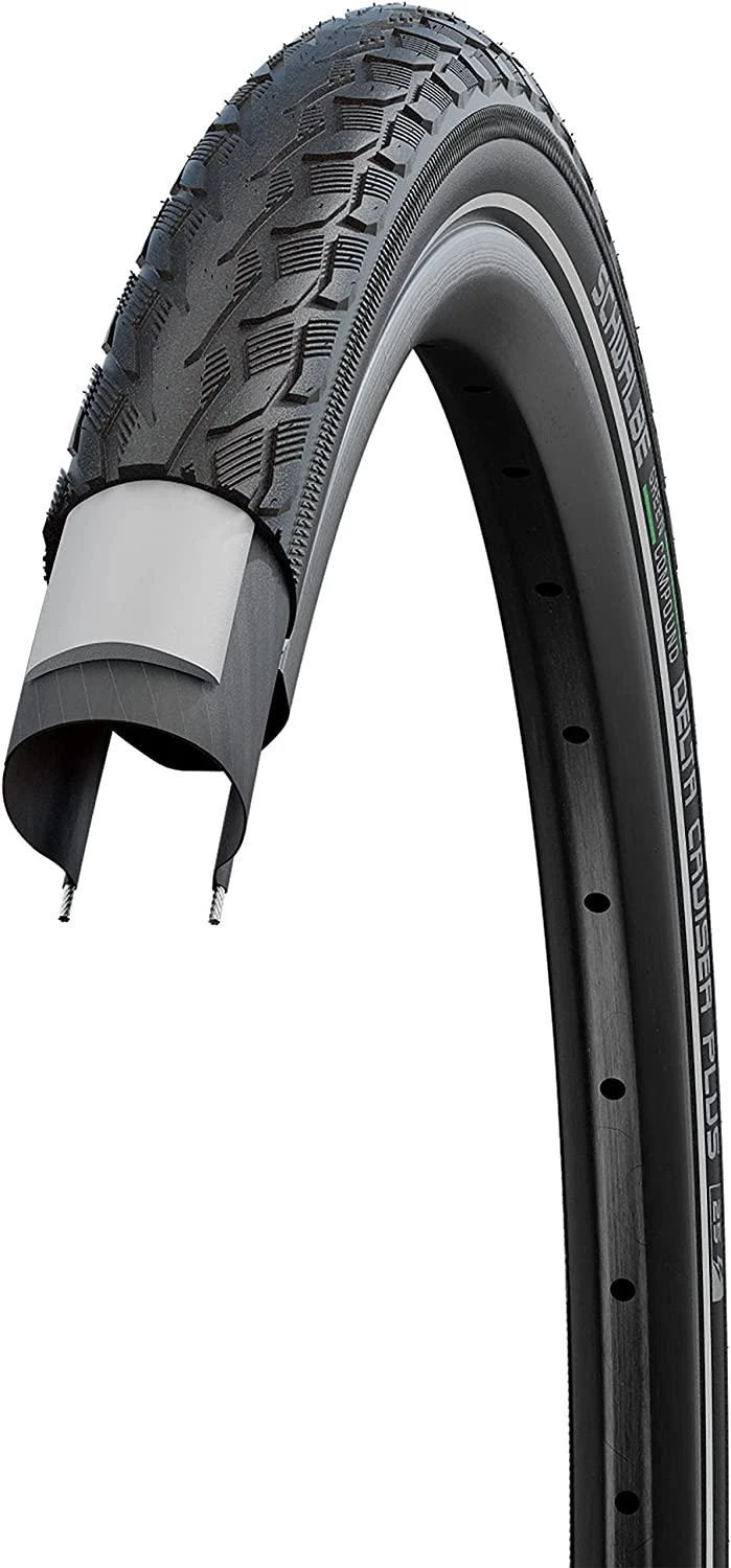 Padanga 28" Schwalbe Delta Cruiser Plus HS 431 Active Wired 40-622 / 28x1.50 Juodas-Reflex