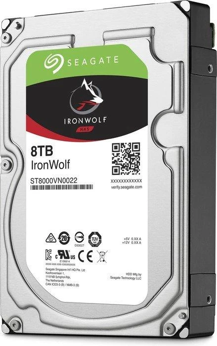 „SEAGATE NAS HDD 8TB IronWolf 7200rpm 6Gb/s SATA 256MB cache 8,9cm 3,5inch 24x7“ skirtas NAS ir RAID Rackmount sistemoms, juodos spalvos