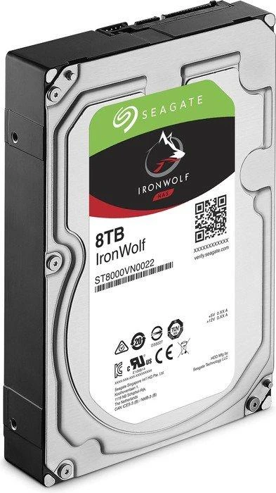 „SEAGATE NAS HDD 8TB IronWolf 7200rpm 6Gb/s SATA 256MB cache 8,9cm 3,5inch 24x7“ skirtas NAS ir RAID Rackmount sistemoms, juodos spalvos