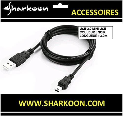 USB laidas Sharkoon USB-A - miniUSB 3 m juoda (4044951015580)