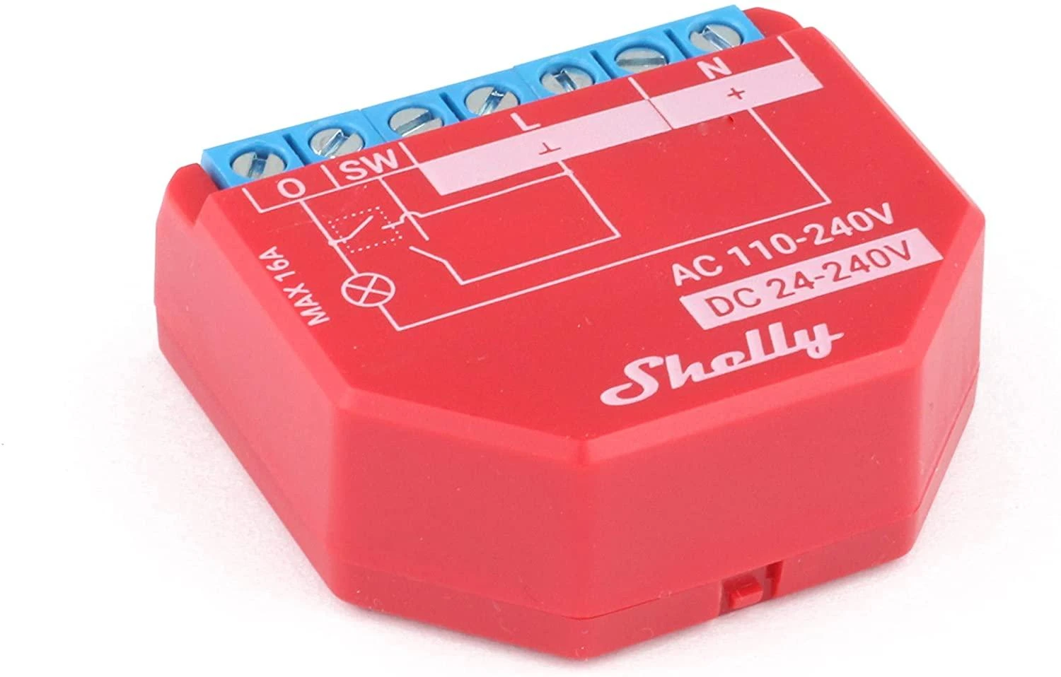 Shelly Plus 1PM WiFi valdomas relės jungiklis, 1 kanalas 16A, su galios matavimu (Bluetooth)