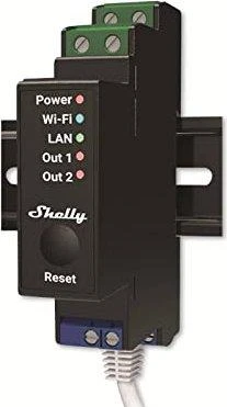 Shelly PRO 2PM išmanioji 2 kanalų relė su elektros sąnaudų matavimu valdoma Wifi LAN Bluetooth montuojama ant DIN bėgelio