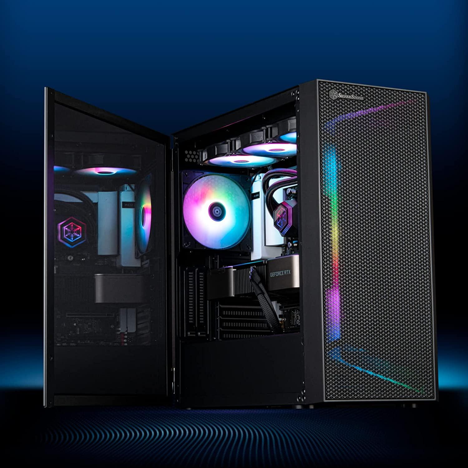 „SilverStone SST–SEH1B–G“ – „SETA H1 Midi–Tower“, grūdintas stiklas – juoda