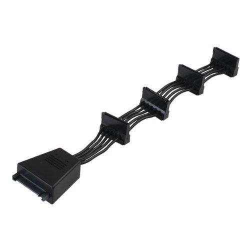 SilverStone SATA 15-pin - SATA 15-pin x4, 0.19m, Juodas (SSTCP06E4SATAIIAnschlusskabel)