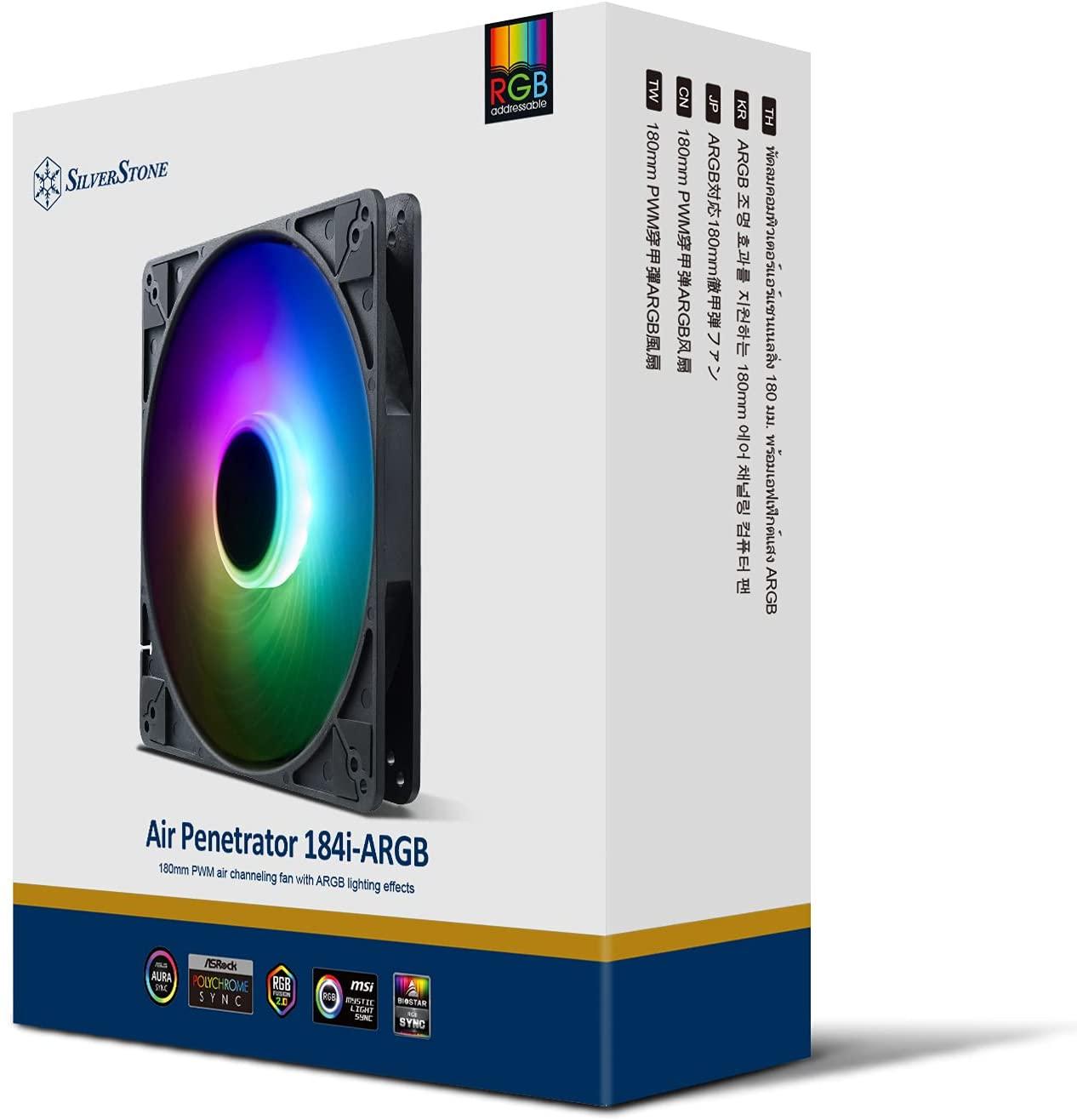 SilverStone AP184i-ARGB korpuso ventiliatorius, 180mm – juodos spalvos
