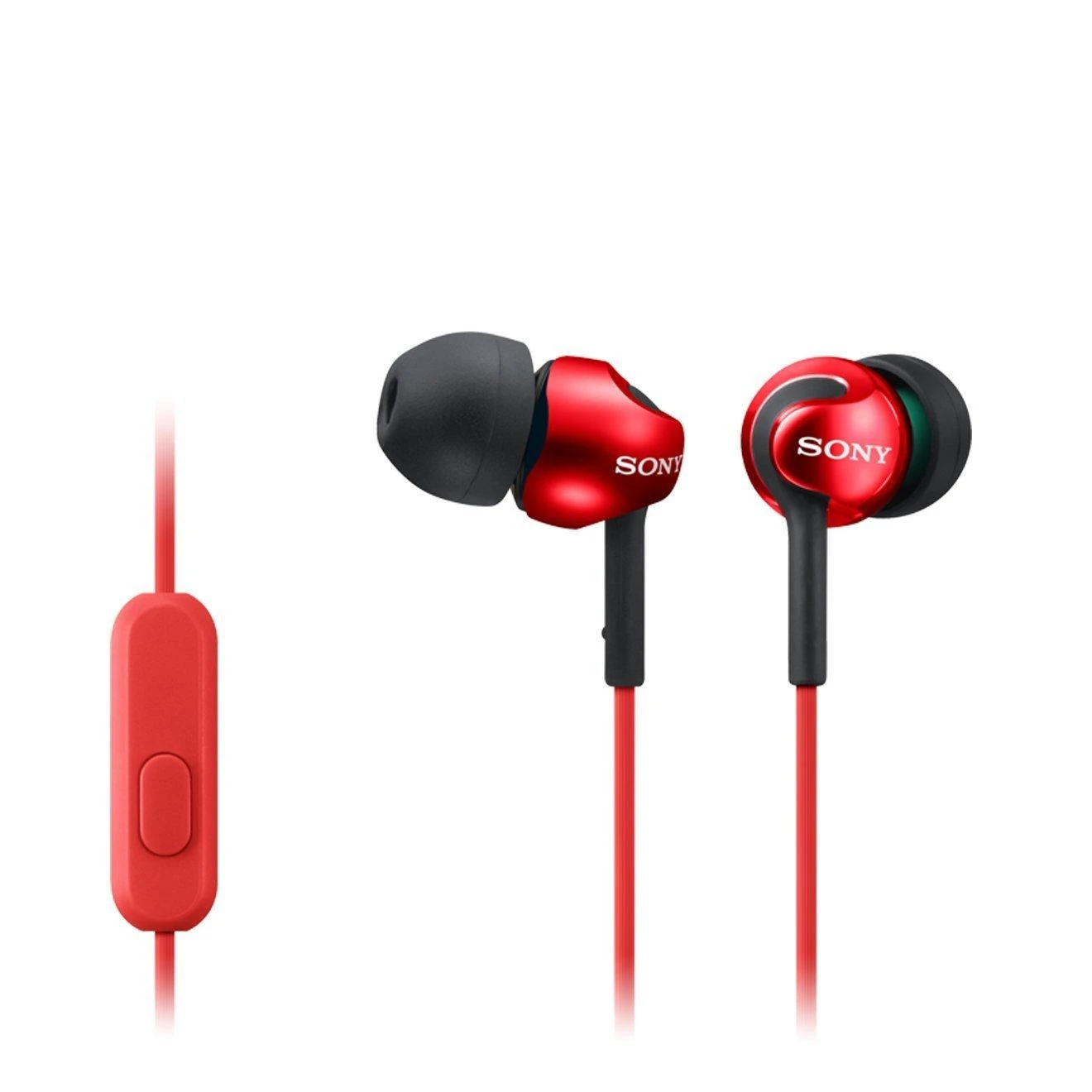 Į ausis įdedamos ausinės Sony MDR-EX110AP su mikrofonu, Raudonos