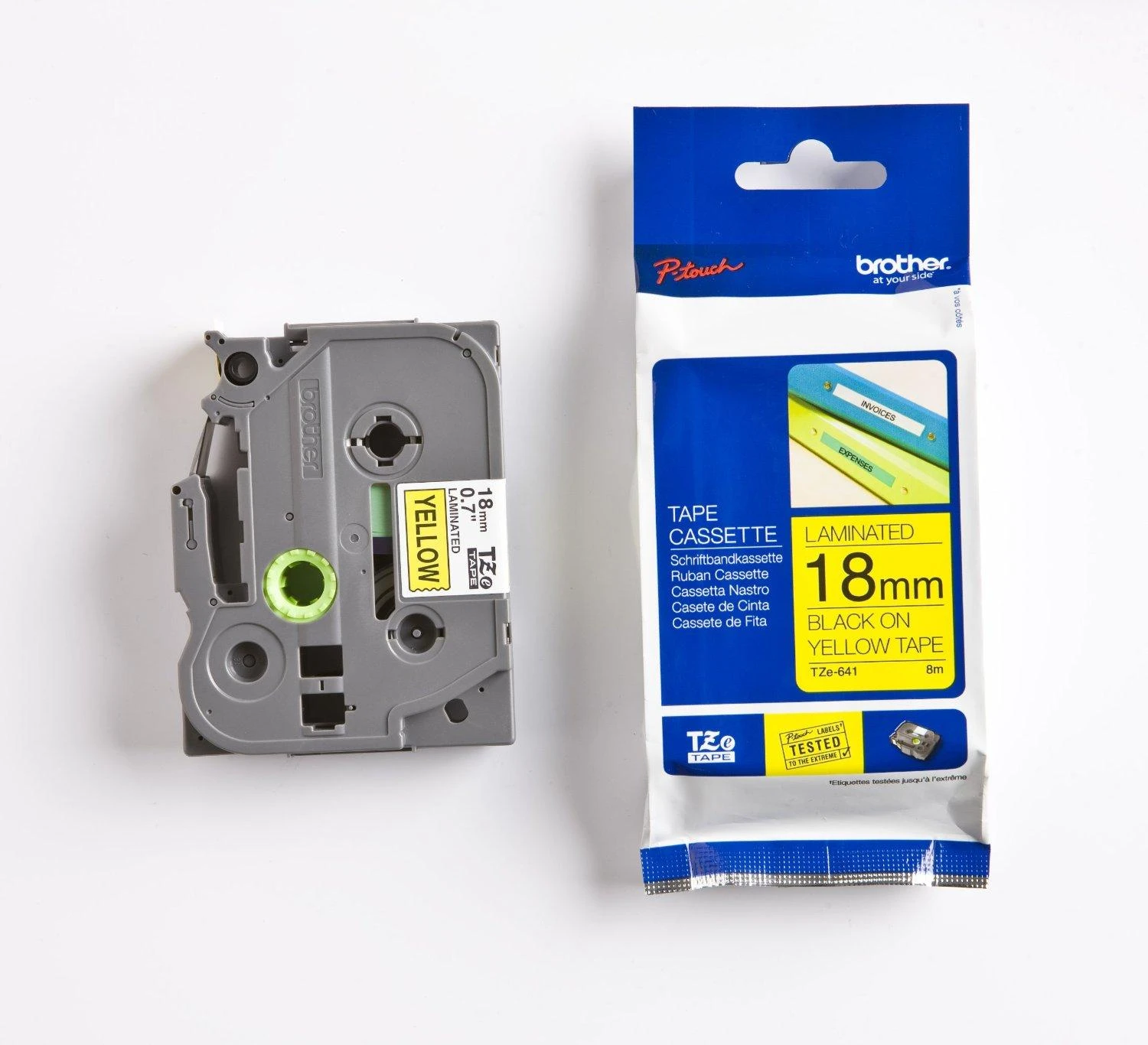 Brother | TZe-641 Laminated Tape | Juodas On Geltona | TZe | 8 m | 1.8 cm