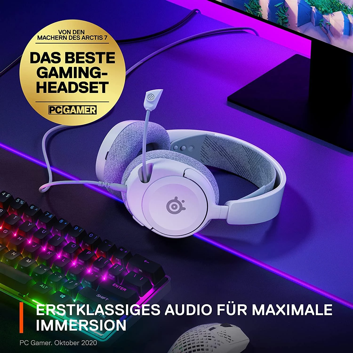 Žaidimų ausinės SteelSeries Arctis Nova 1, Pilkos spalvos