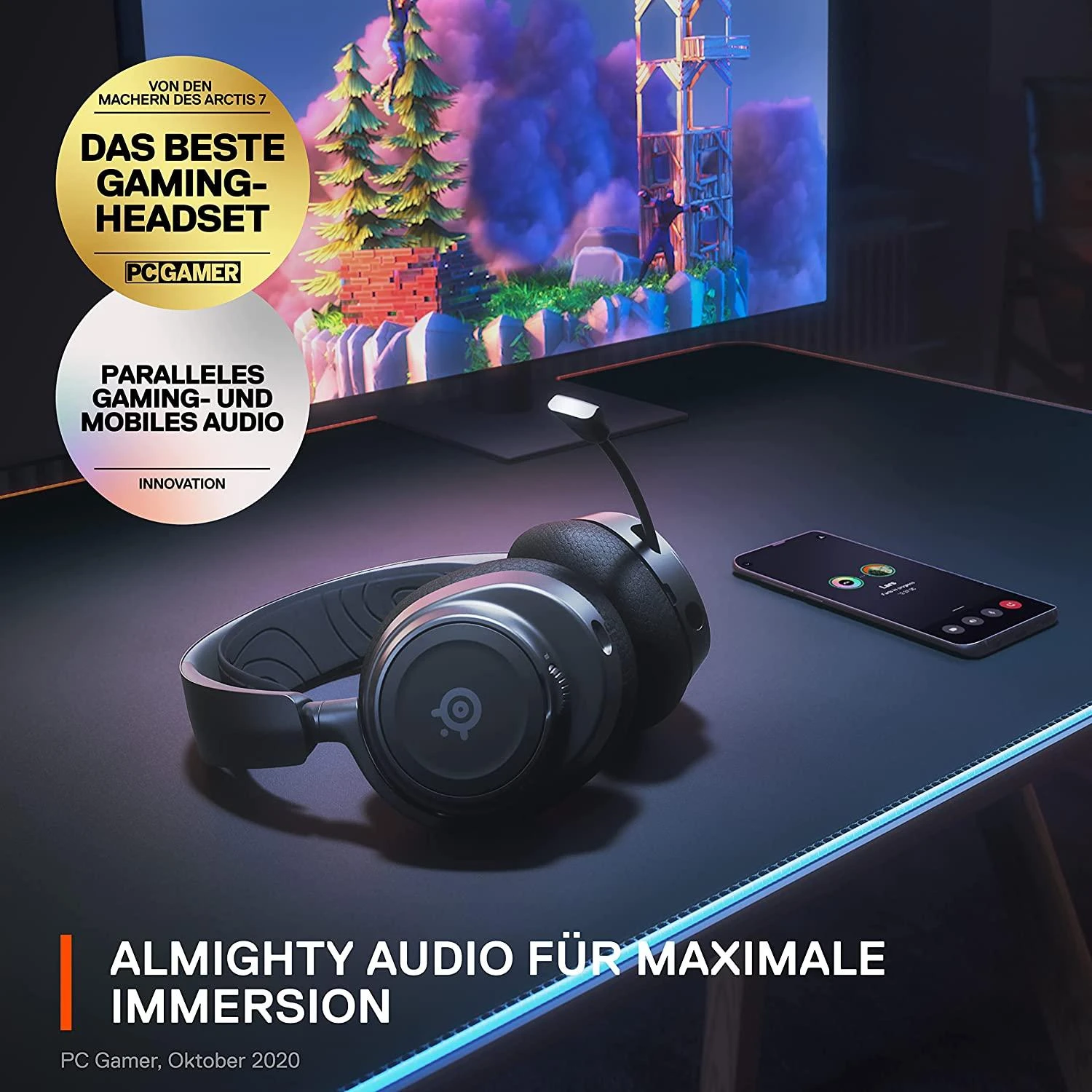 Belaidės žaidimų ausinės SteelSeries Arctis Nova 7, Juodos spalvos