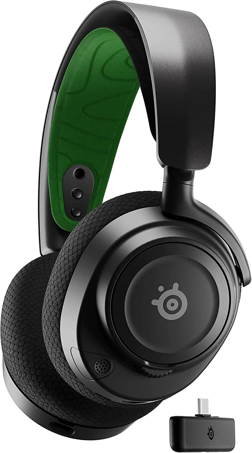 Belaidės ausinės su mikrofonu SteelSeries Arctis Nova 7X Over-Ear, Juodos/Žalios spalvos