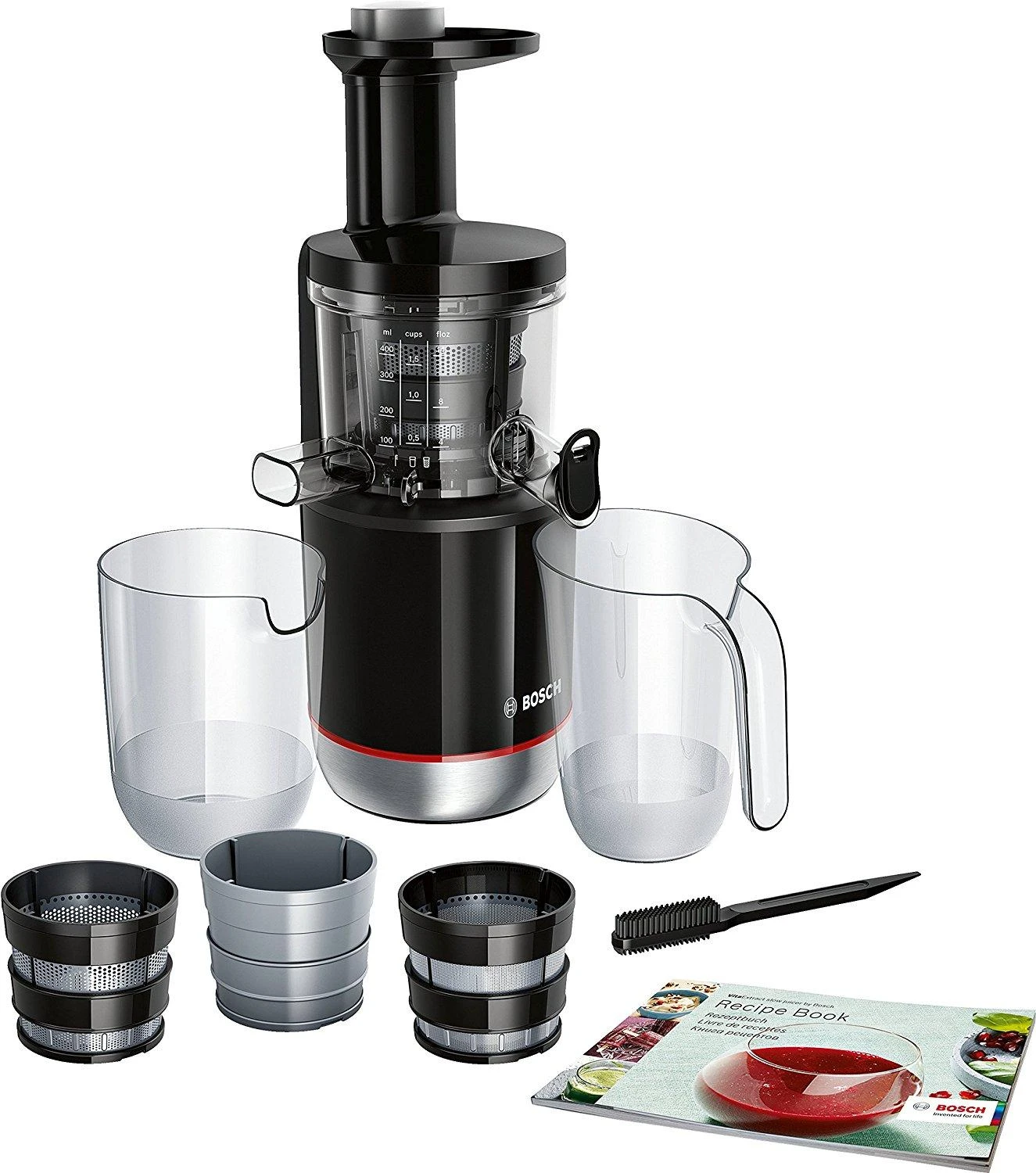 Bosch MESM731M Lėtaeigė sulčiaspaudė, VitaExtract, 150 W, Juoda, šiaušto nerūdijančio plieno
