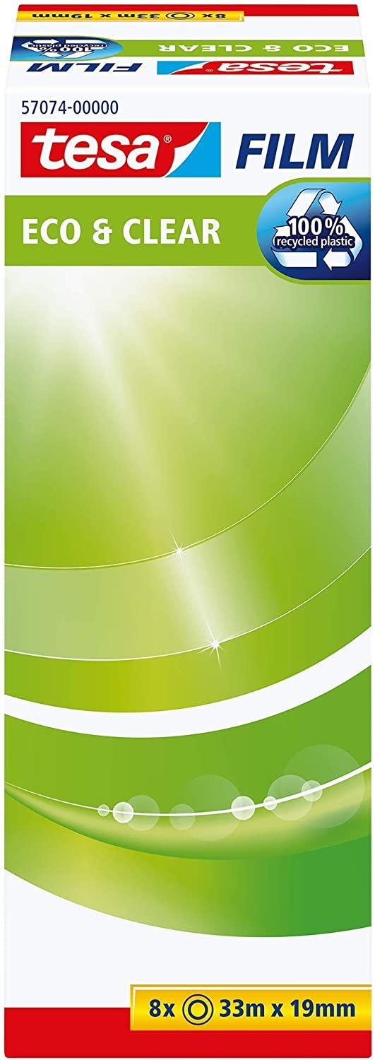 Tesa tesafilm eco&clear* 8 ritinėliai 33 m 19 mm biuro dėžutė