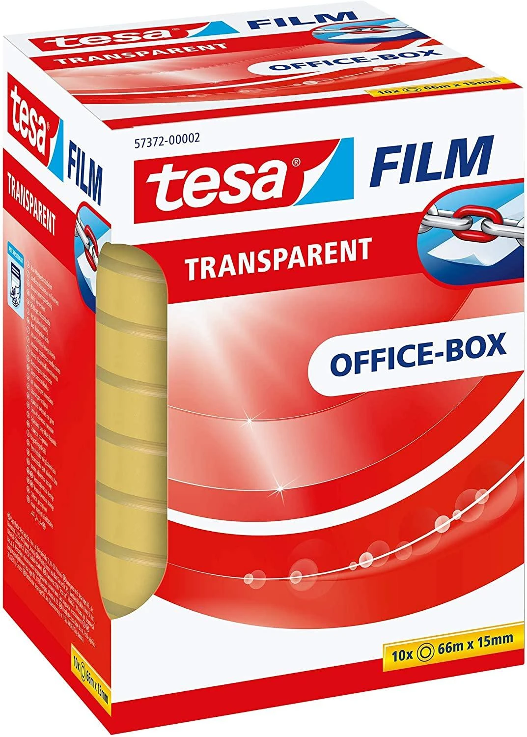 TESA tesafilm, 66 m, Permatoma, Polipropilenas, 15 mm, Dėžutė, 10 vnt.